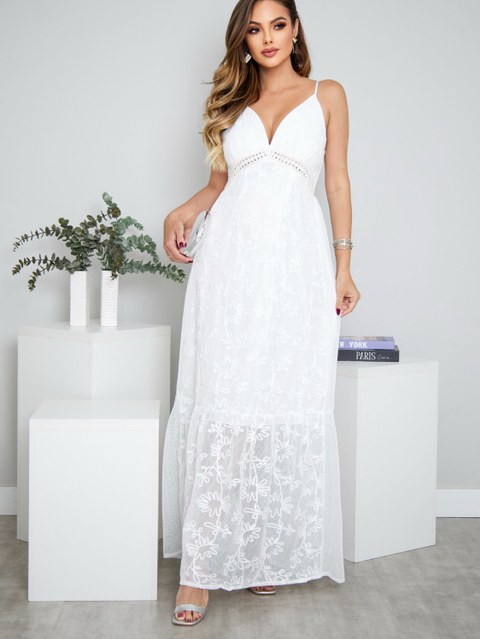 Vestido longo importado renda feminina MÍMIUS 𝑀𝑜𝑑𝑎