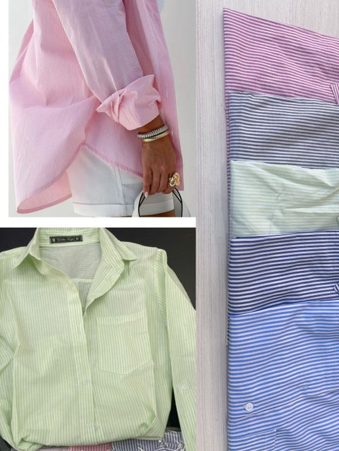 Camisa oversize listrada feminina MÍMIUS moda