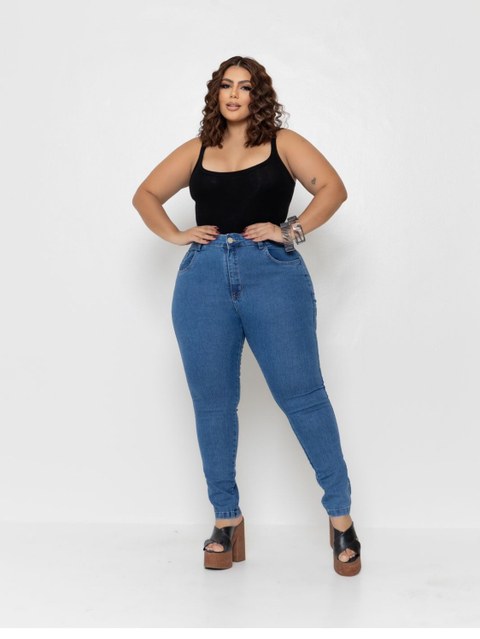 Calça skinny jeans feminina plus size