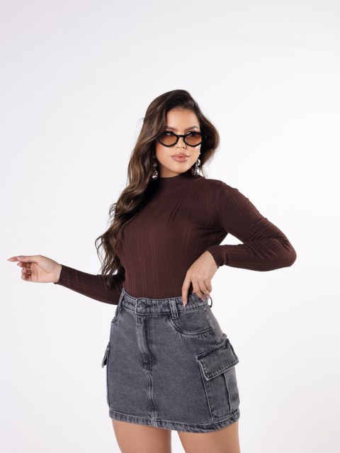 Saia cargo jeans feminina