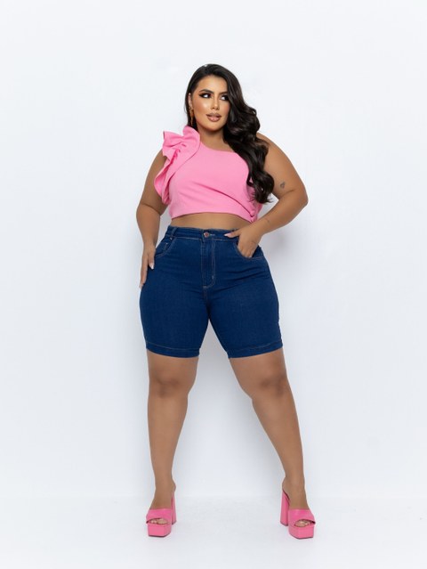 Bermuda jeans feminina plus size