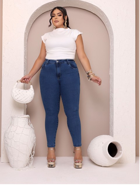 Calça skinny jeans feminina plus size