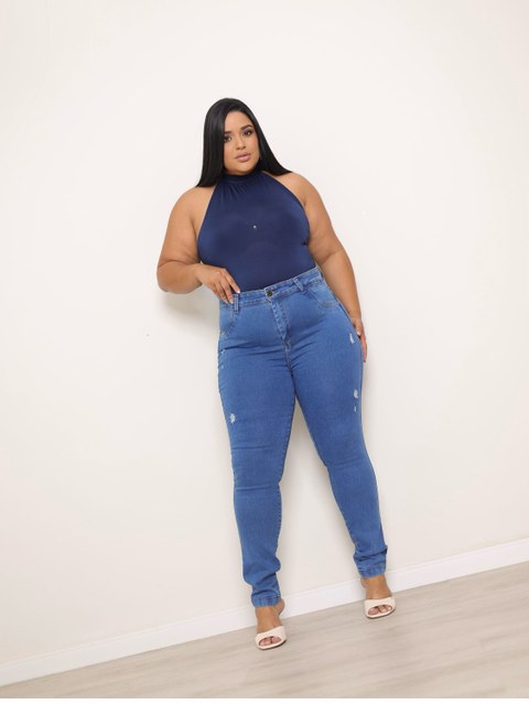 Calça skinny jeans feminina plus size