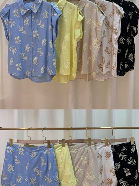 Conjunto camiseta e shorts bordado