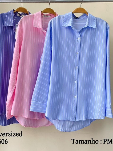 Camisa listrada manga longa feminina