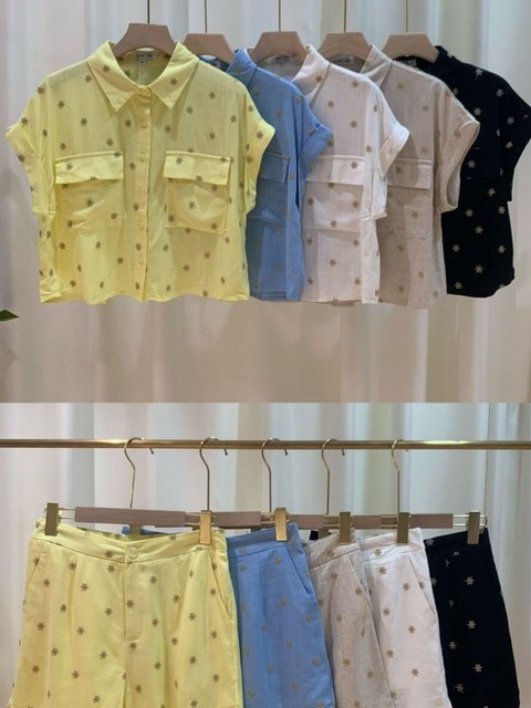 Conjunto verão detalhes flor