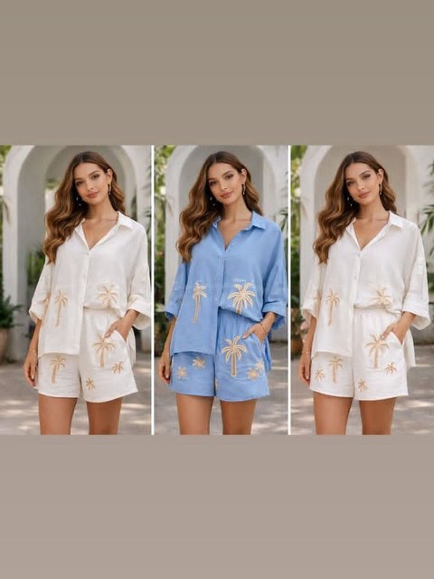 Conjunto camisa oversize e shorts feminina
