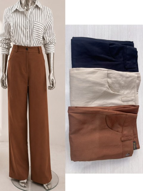 Calça pantalona de sarja feminina