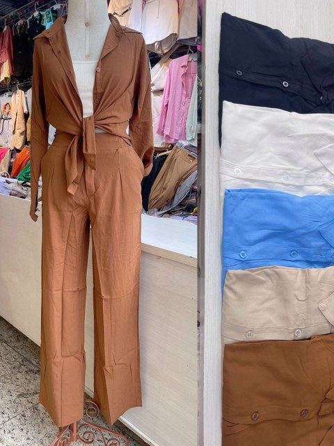 Conjunto camisa e calça viscolinho feminina