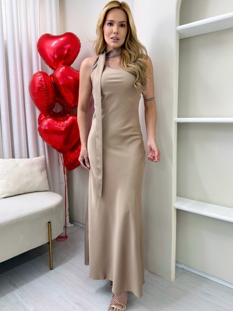 Vestido longo cetim YY2992-2