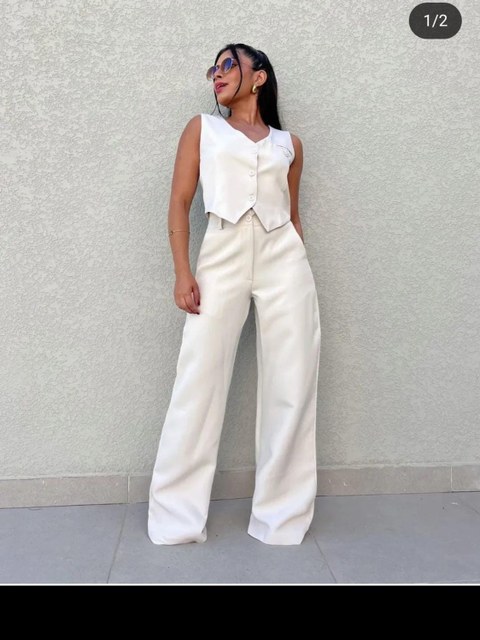 Conjunto colete com calça pantalona YY2850-1 ( alfaiataria)