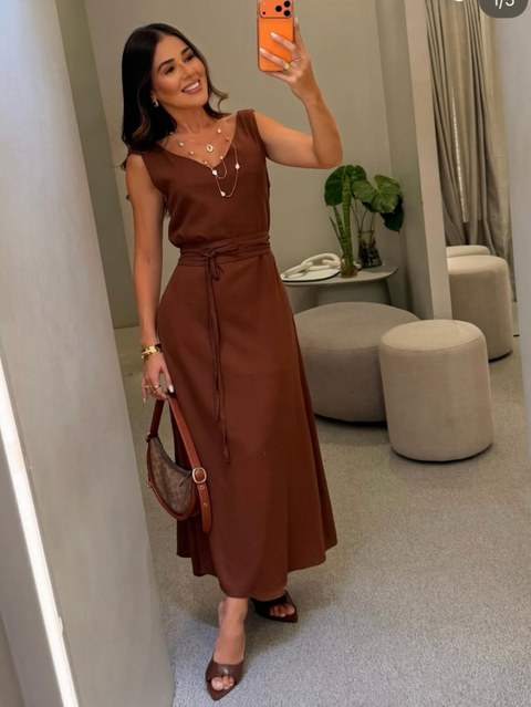Vestido longo linho YY2831-6