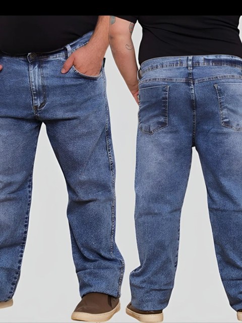 Calça Jeans Masculina jeans plus azul marmorizada