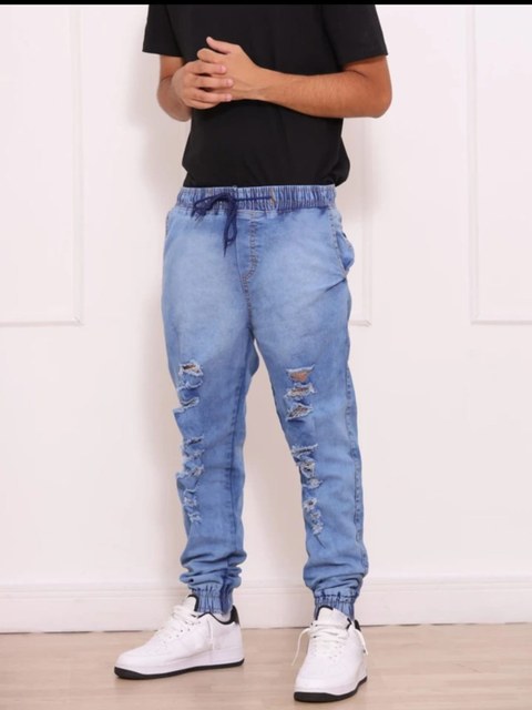 Calça Jeans Masculina jogger rasgada Várias Cores