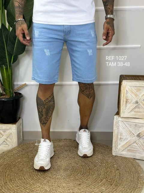 Bermuda Jeans Masculina Slim Com Elastano Várias Cores