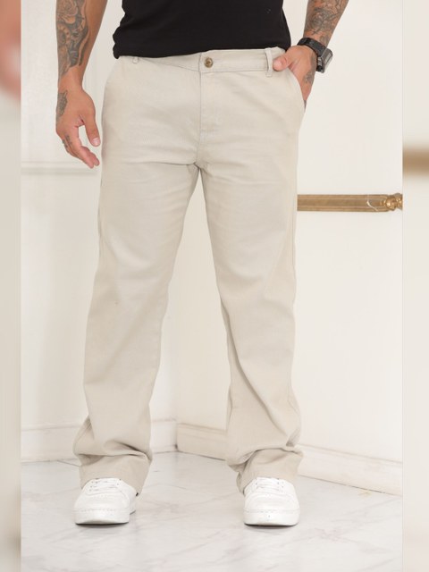Calça masculina balão de sarja confortável cor areia