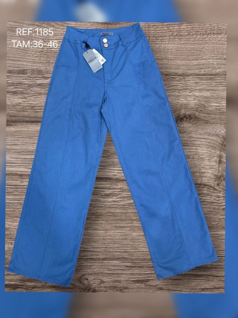 Calça Wide leg feminina azul sarja promoção