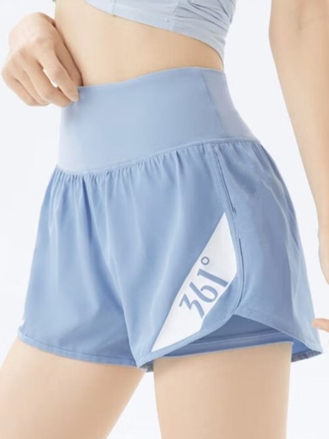 Short duplo feminino esportivo academia cintura alta