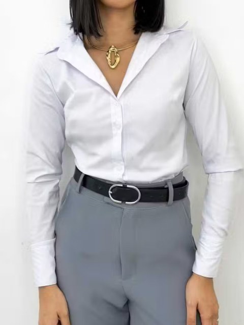 Camisa Social Feminina Manga Longa