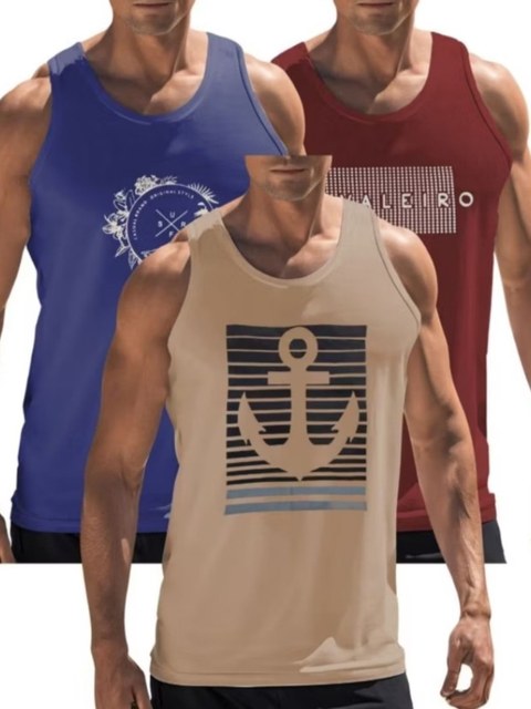 Regata masculina algodão estampada