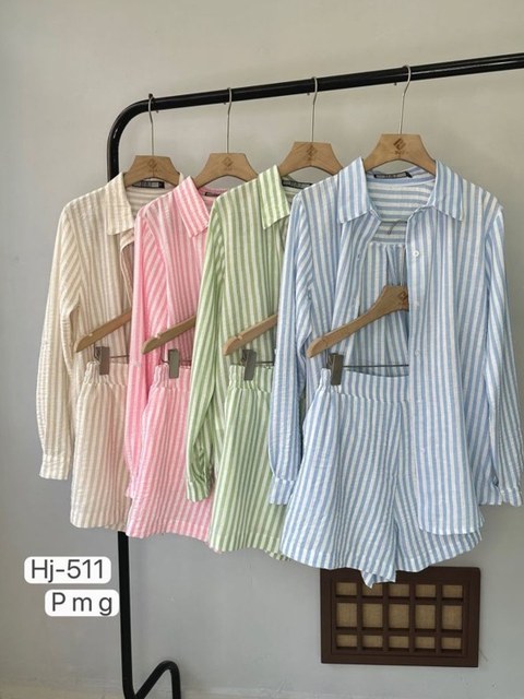 Conjunto listrada de linho  #Panpan_fashion