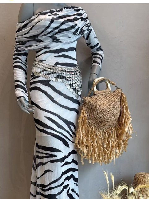 Vestido longo ombro a ombro #Panpan_fashion