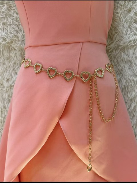 Cinto feminino de corrente de metal com diamante Lili