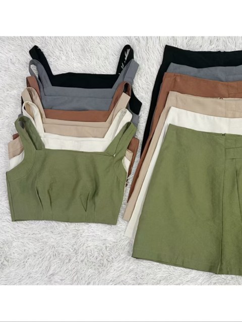 Conjunto suspensório + saia feminino Lili moda feminina