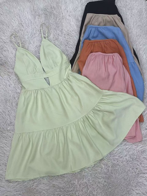 Vestido frente única com decote V  Lili moda feminina