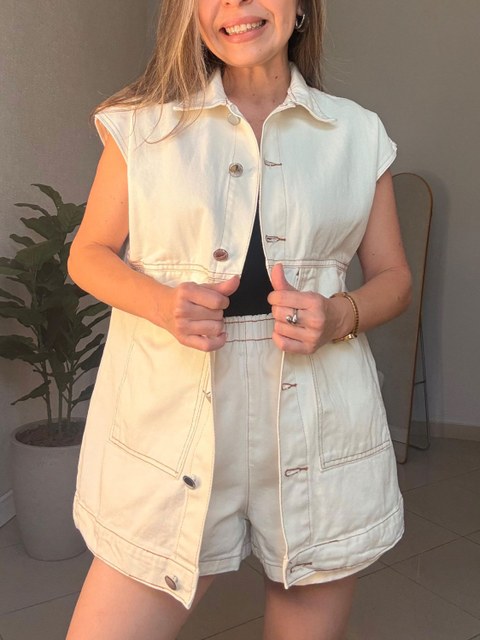 088021-conjunto jeans over size colete com Short