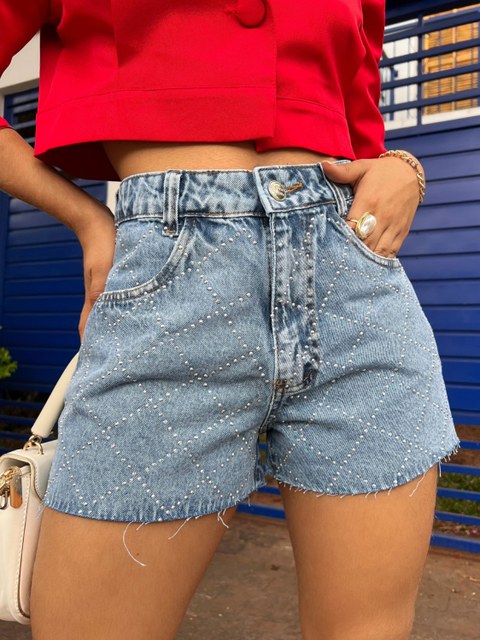 027-1-Shorts jeans citura alto Short de brilho