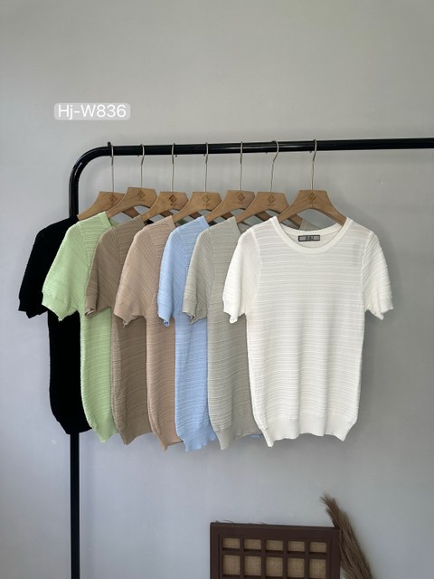 Blusa Tricot Texturizada Manga Curta (W836)