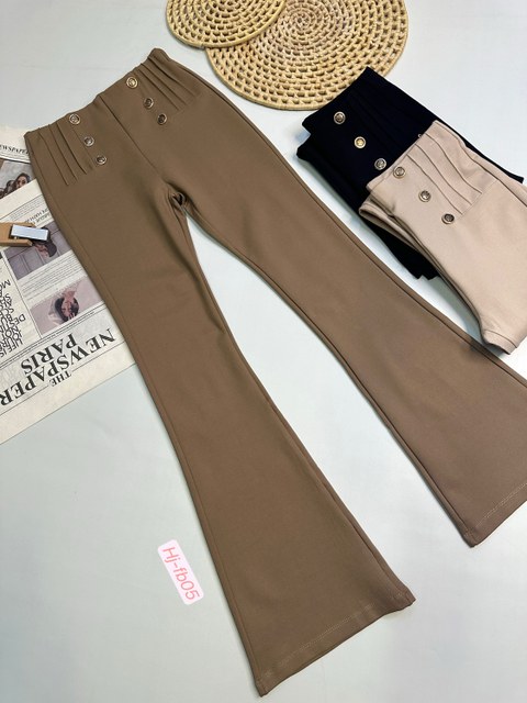 Calça Flare Cintura Alta com Botões Frontais (FB05)