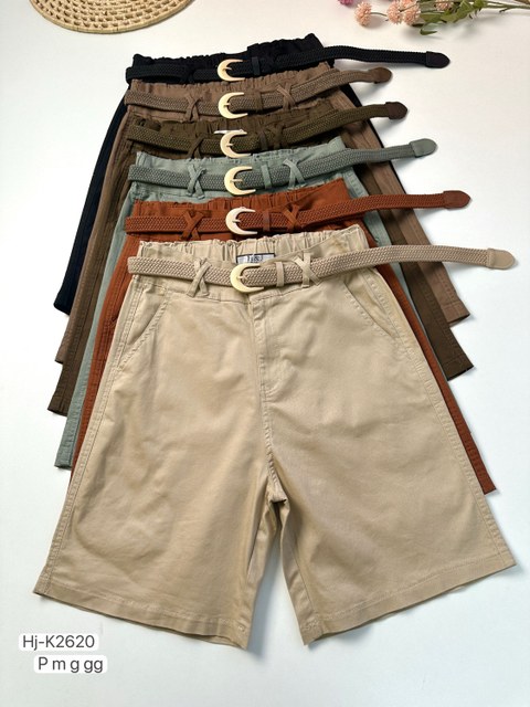 Shorts Feminino com Cinto em Sarja (K2620)