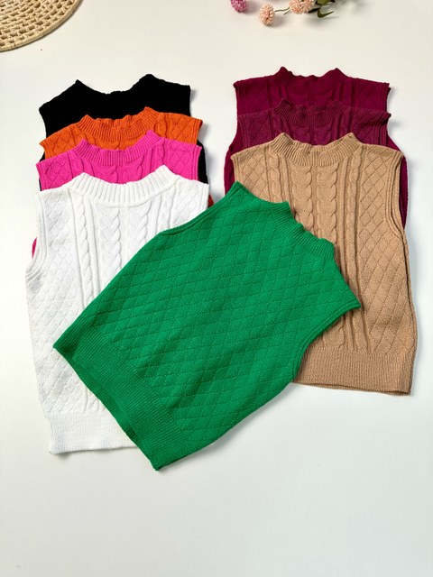 Blusa Tricot Sem Manga Feminina