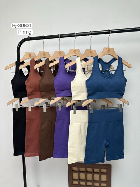 Conjunto Fitness Top Nadador e Bermuda Cós Alto (SUB31)