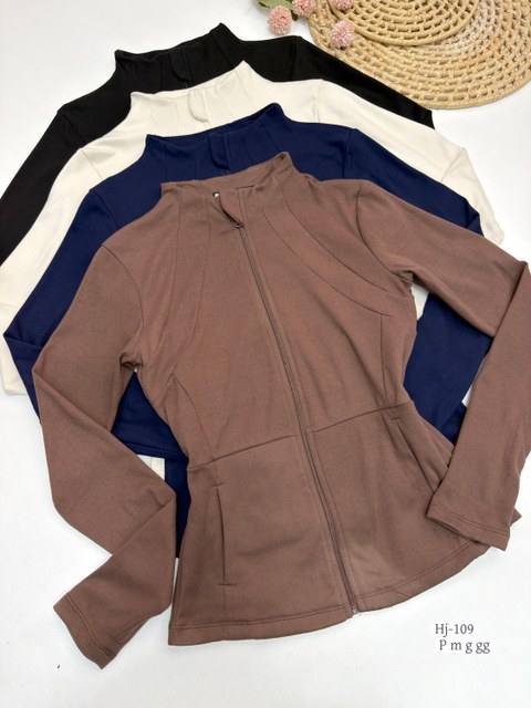 Blusa Feminina com Zíper Frontal e Recortes (m109)