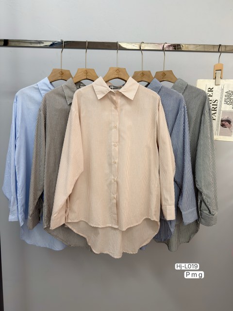Camisa Feminina Listrada Manga Longa (L019A)