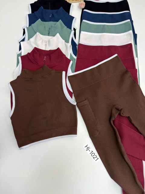 Conjunto Cropped e Calça Canelado (1021)