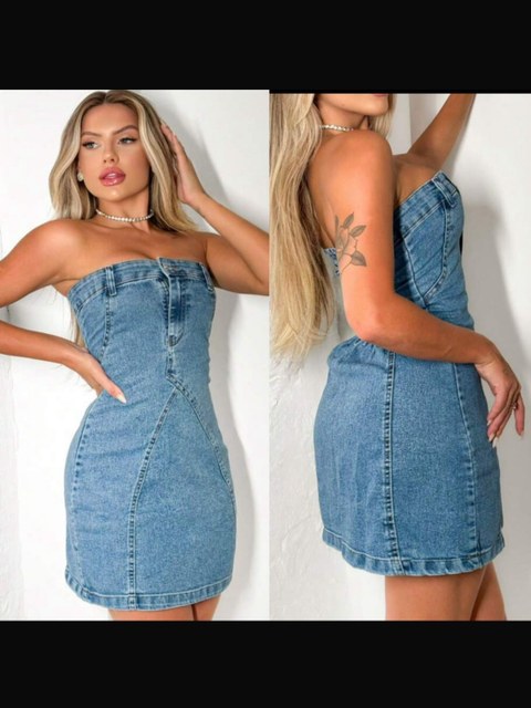 Kissmelady 8224 vestido jeans feminina
