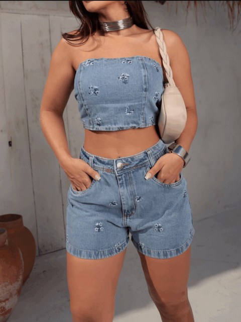 Kissmelady 3015 conjunto jeans feminina