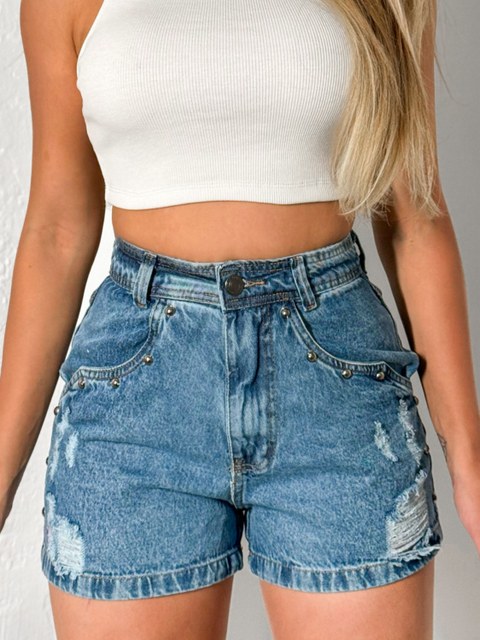 8220 kissmelady short jeans feminina mom