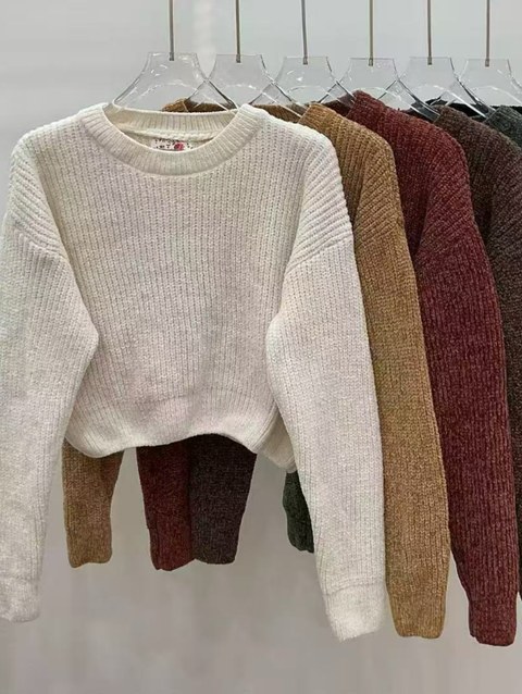 blusa cropped chenille importado Feng