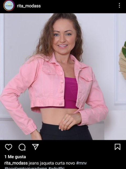 Jaqueta jeans feminina rosa