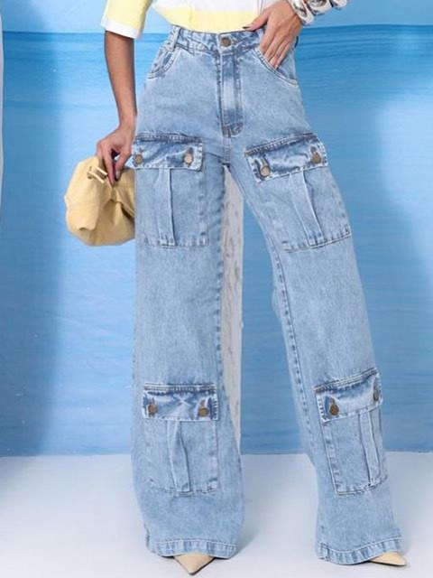 Calça WidLeg Feminina Quatro Bolsos Frontais