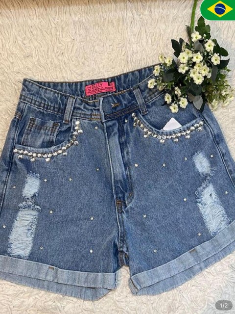 short jeans feminino com pedrinhas