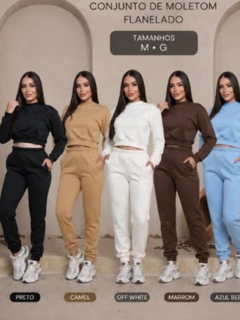 Conjunto Moletom Jogger Flanelado Moda Blogueira