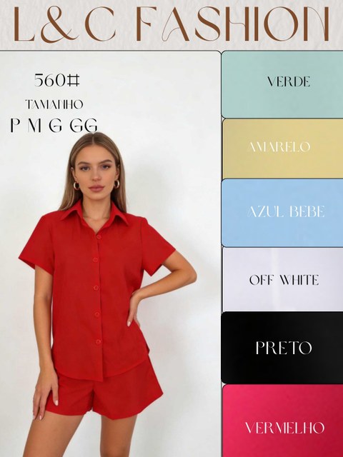 Conjunto botões, short+blusa social