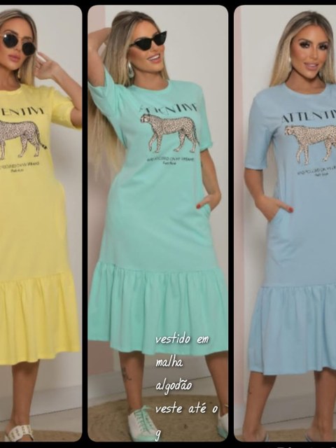 Vestido em Malha Algodão veste até o G