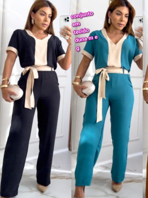 conjunto em tecido duna m e g